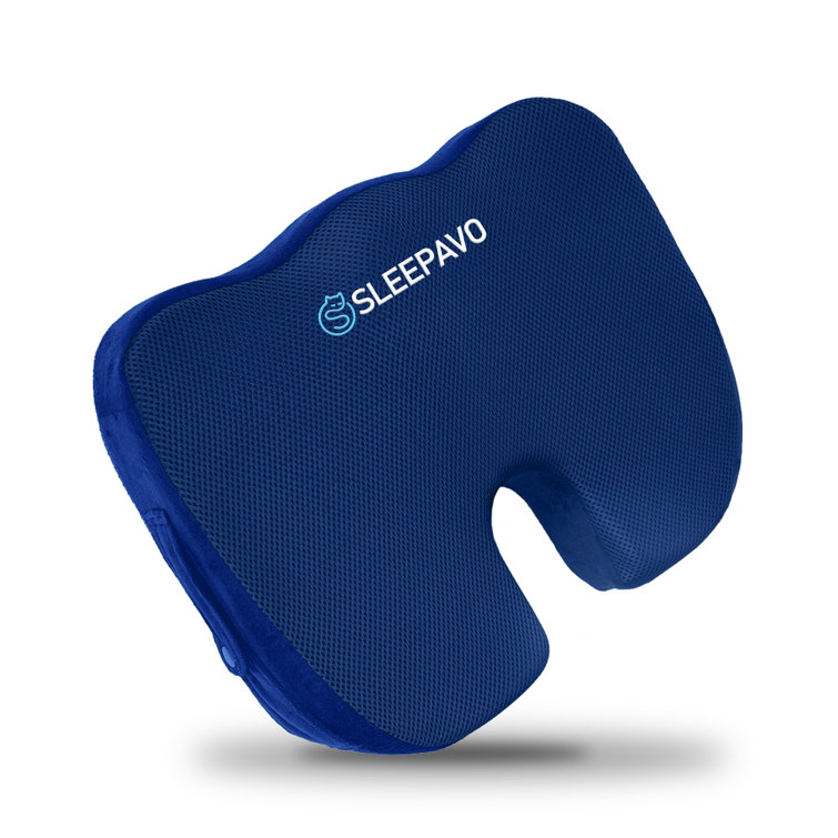 Sleepavo Memory Foam Seat Cushion for Sciatica, Coccyx, Back, Tailbone & Lower Back Pain Relief